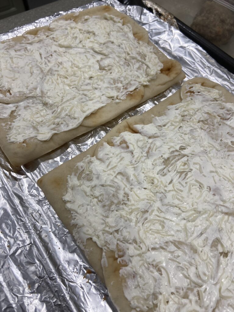 Cream cheese spread on flatbread