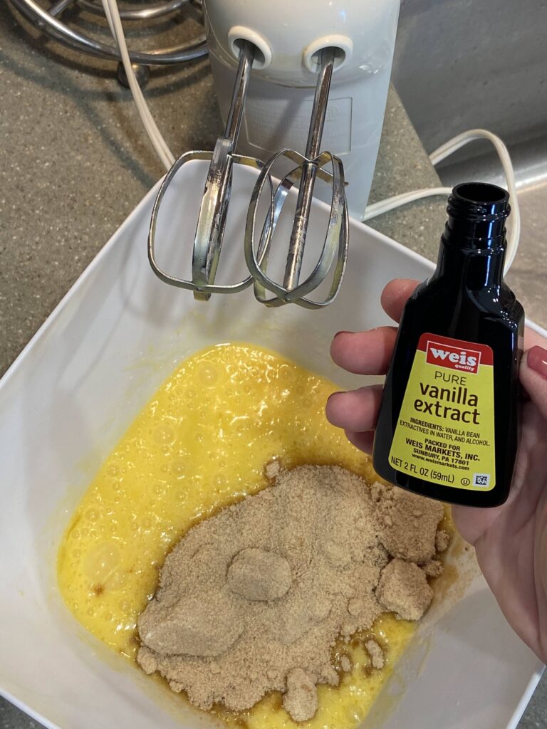 eggs
butter
brown sugar
vanilla extract