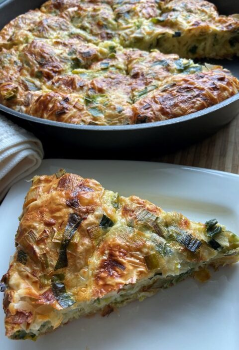 Prasopita leeks with phyllo dough Greek phyllo cheese pie