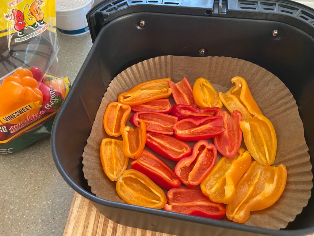 air fryer nachos, bell pepper nachos, healthy nachos, mini pepper nachos