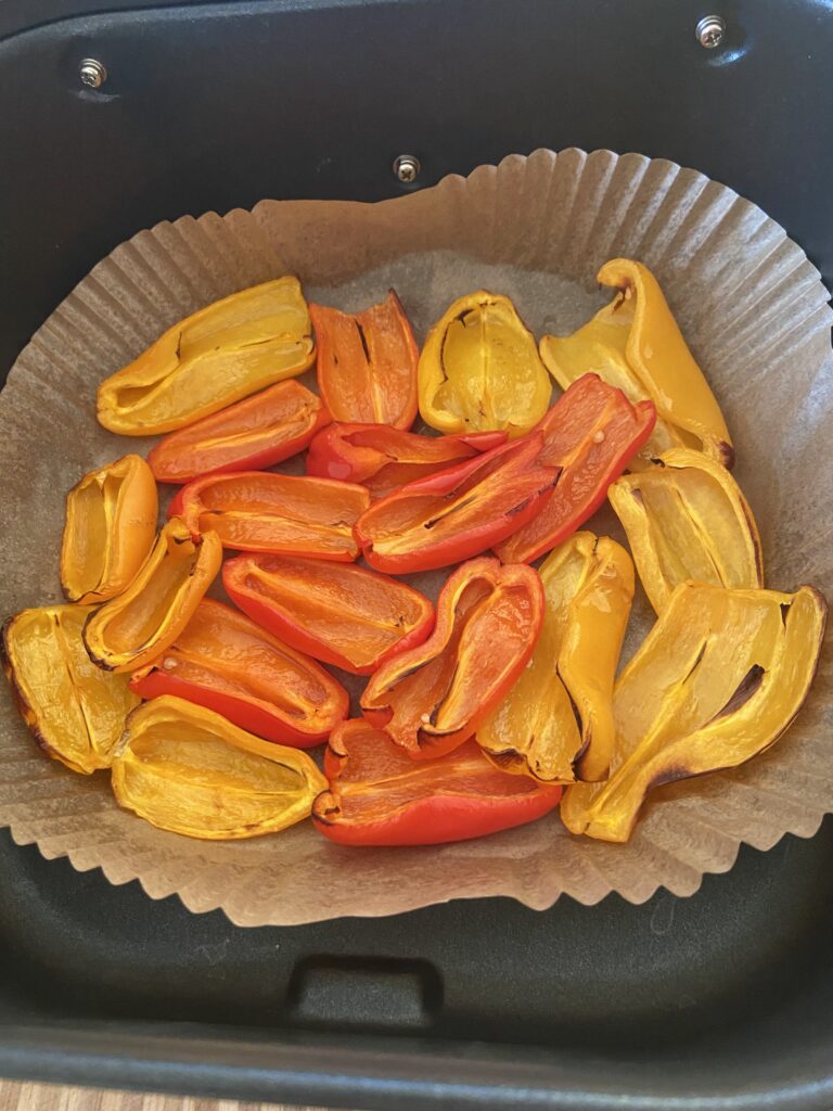 air fryer nachos, bell pepper nachos, healthy nachos, mini pepper nachos