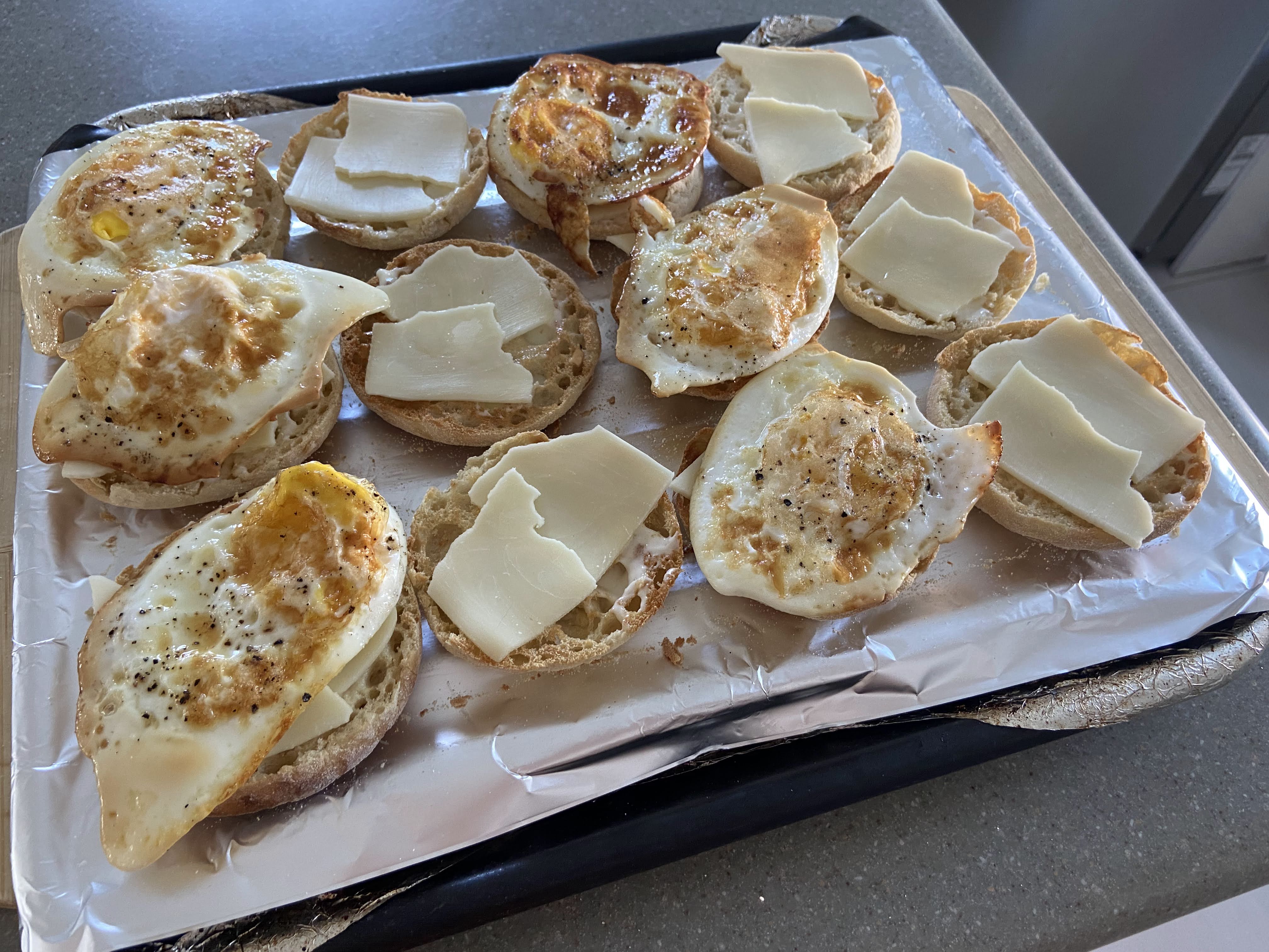 cheese and egg on English muffin