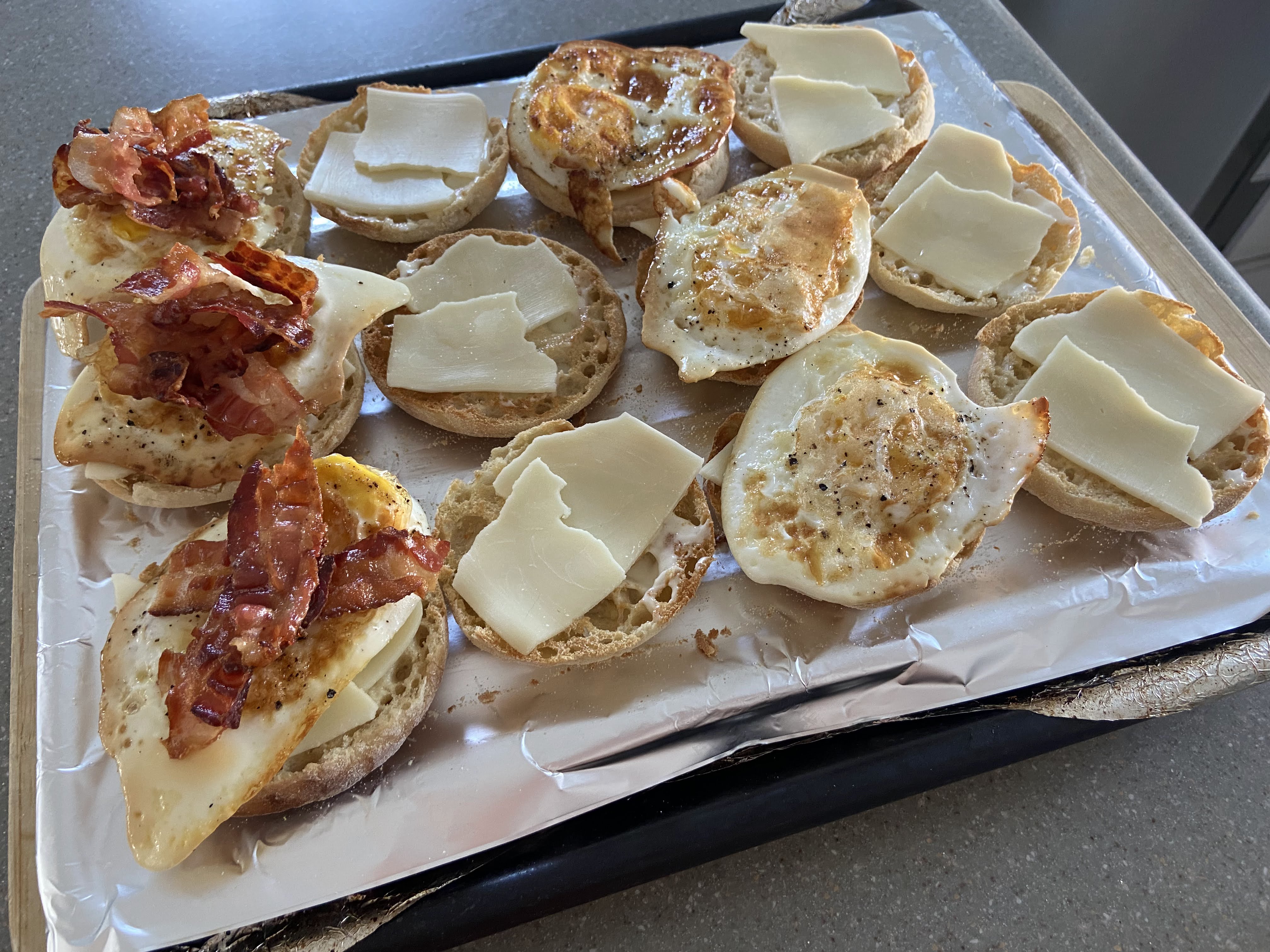 bacon egg and cheese on English muffin