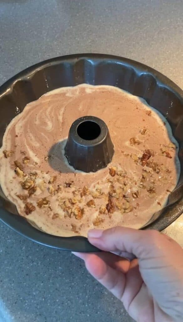 marble cake
chocolate and vanilla bundt cake with walnuts