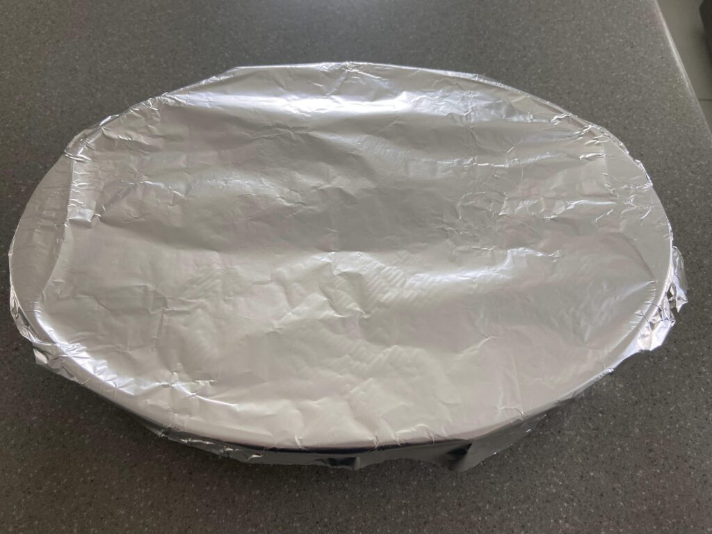 covered with foil baking dish